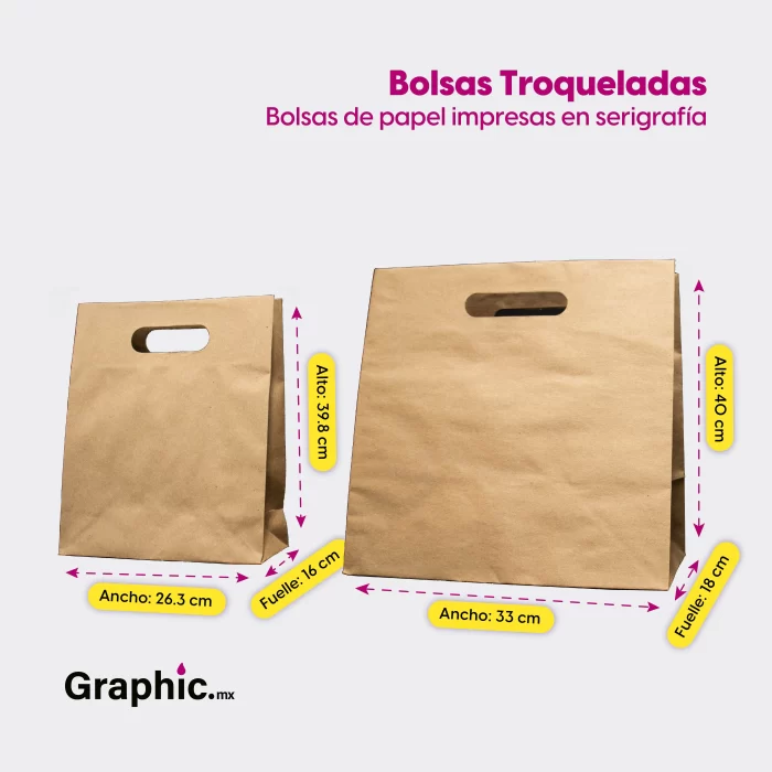 bolsa de papel kraft troquelada - bolsa de papel impresa - graphic imprenta en monterrey