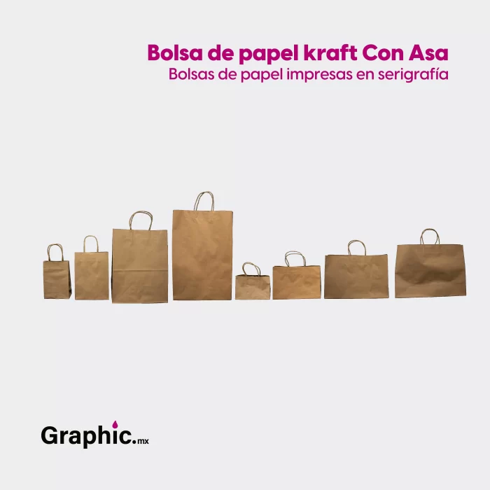 bolsa de papel kraft con asa - bolsa de papel impresa - graphic imprenta en monterrey